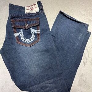 Vintage True Religion Billy Jeans 36 Blue Cotton y2k Bootcut USA Made Low Rise